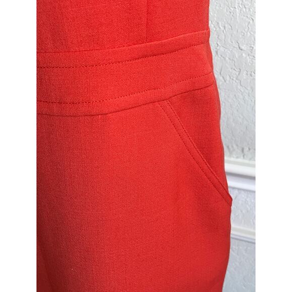 Tory Burch Red Orange Sheath Dress Size 4 Classic Zip Front Fitted Chic Luxury - Picture 5 of 9